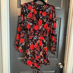 Boutique style Longsleeve Short Romper Black/Red